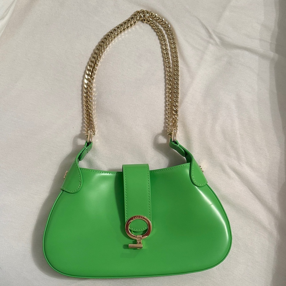 Sandro Lime Green Leather Shoulder Bag